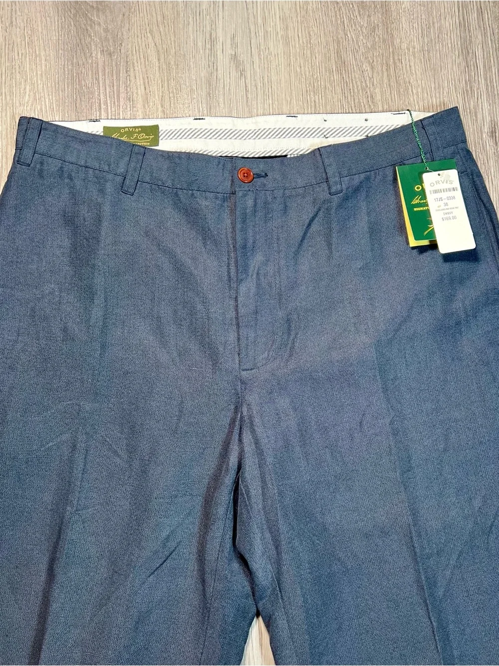Orvis Signature Collection Men's Tencel Linen Pleated Trousers Pants 38 Raw Hem